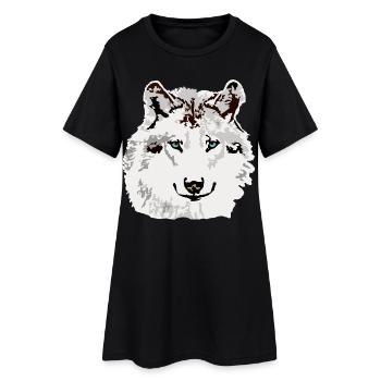 Yeux bleus de loup blanc - Robe T-shirt Femme - noir - Devant