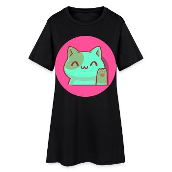 Chibi Kawaii Chat, Porte-bonheur, Po Art Rose - Robe T-shirt Femme - noir - Devant