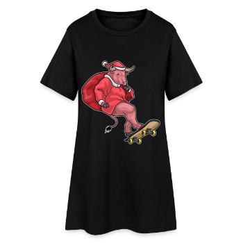 Taurus Christmas Skateboard - Women’s T-Shirt Dress - black - Front