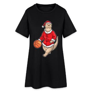 Ballon de Noël Otter - Robe T-shirt Femme - noir - Devant
