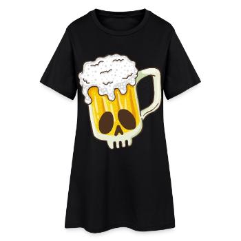 Crâne et bière - Robe T-shirt Femme - noir - Devant