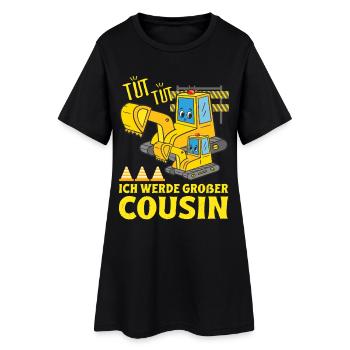 Ich Werde Großer Cousin 2026 Bagger bald Großer - Frauen T-Shirt-Kleid - Schwarz - Vorne