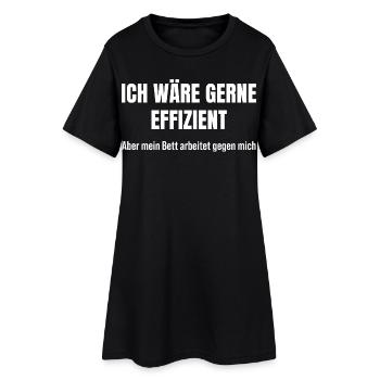 Morgenroutine gescheitert – Bett war stärker - Frauen T-Shirt-Kleid - Schwarz - Vorne