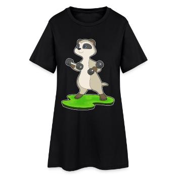 Meerkat Bodybuilder Haltères Musculation - Robe T-shirt Femme - noir - Devant