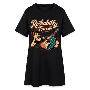 Rockabilly Forever Guitare Electrique Femme Cadeau Années 50 - Robe T-shirt Femme - noir - Devant