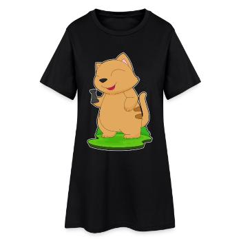 Cat Chess Piece Tower Chess - Women’s T-Shirt Dress - black - Front