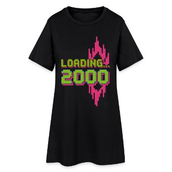 Retro Pixel Loading 2000 Design - Frauen T-Shirt-Kleid - Schwarz - Vorne