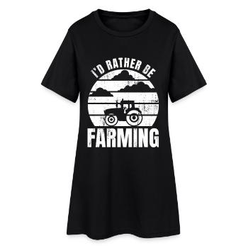 I'd Rather Be Farming - Frauen T-Shirt-Kleid - Schwarz - Vorne