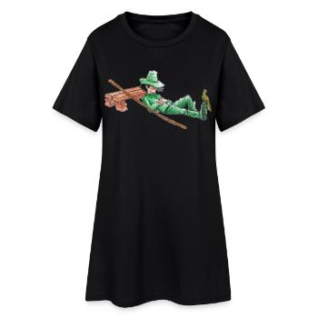 Une sieste pour le vagabond vert "GreenVagrant" - Robe T-shirt Femme - noir - Devant