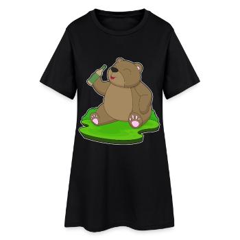 Bär Flasche Bier - Frauen T-Shirt-Kleid - Schwarz - Vorne