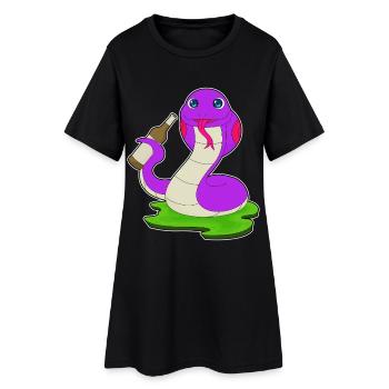 Schlange Flasche Bier - Frauen T-Shirt-Kleid - Schwarz - Vorne