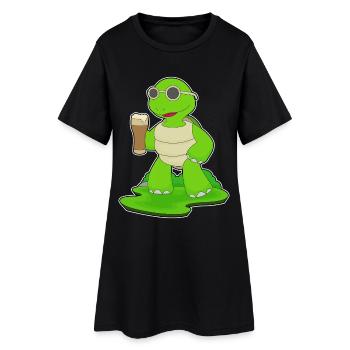Schildkröte Bier - Frauen T-Shirt-Kleid - Schwarz - Vorne