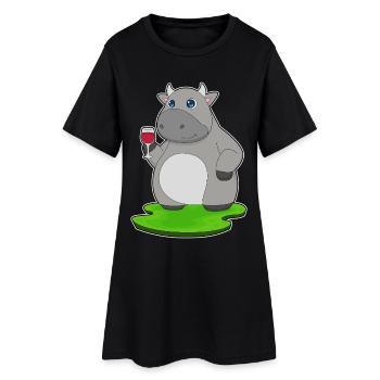 Vin rouge de vache - Robe T-shirt Femme - noir - Devant