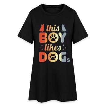 Garçon qui aime les chiens - Robe T-shirt Femme - noir - Devant