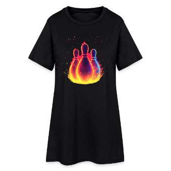 Bowling rétro - Robe T-shirt Femme - noir - Devant