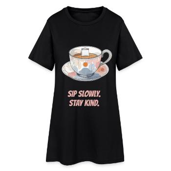 Sirotez lentement. Restez gentil. - Robe T-shirt Femme - noir - Devant