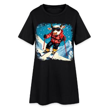 Vaches skieuses - Robe T-shirt Femme - noir - Devant