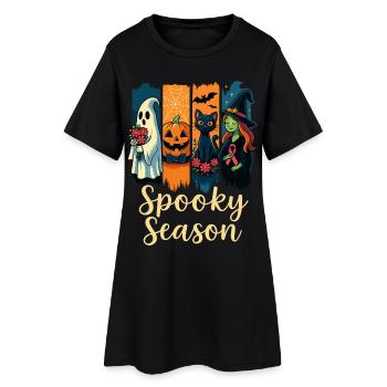 Spooky Season x Pink Ribbon Mashup - Robe T-shirt Femme - noir - Devant