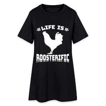 Life is Roosterific - Frauen T-Shirt-Kleid - Schwarz - Vorne