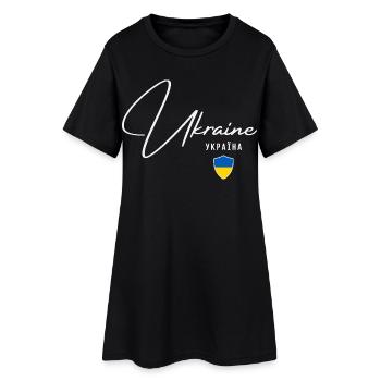 Ukraine, design minimaliste élégant - Robe T-shirt Femme - noir - Devant