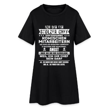 STOLZER CHEF VON VERDAMMT KOMISCHEN MITARBEITERN - Frauen T-Shirt-Kleid - Schwarz - Vorne