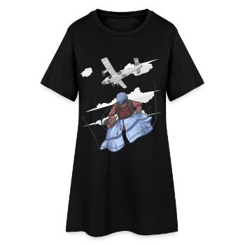 Aerial Skydive Pilot Illustration - Women’s T-Shirt Dress - black - Front