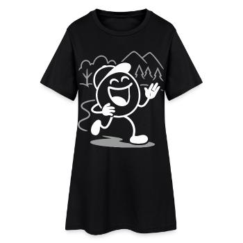 Ribbo läuft lachend durch den Tag - Frauen T-Shirt-Kleid - Schwarz - Vorne