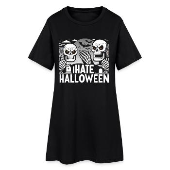 Düsteres Gothic Halloween Skelett Design - Frauen T-Shirt-Kleid - Schwarz - Vorne