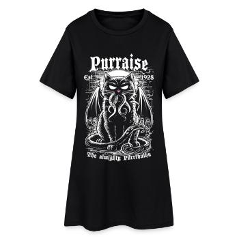 Purraise the almighty Purrthulhu! - Frauen T-Shirt-Kleid - Schwarz - Vorne