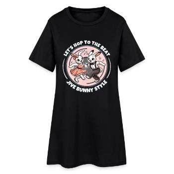 Couple de lapins dansants rockabilly rétro - Robe T-shirt Femme - noir - Devant