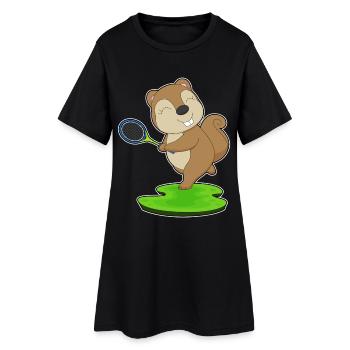 Squirrel Tennis Rackets - Women’s T-Shirt Dress - black - Front