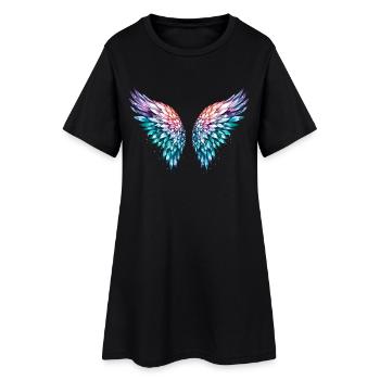 engelsflügel,federn,bunte flügel,graffiti - Frauen T-Shirt-Kleid - Schwarz - Vorne
