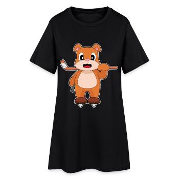 Bear Bâton de hockey sur glace - Robe T-shirt Femme - noir - Devant