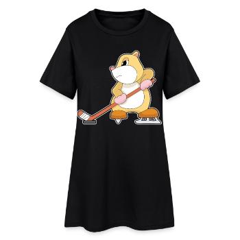 Hamster Bâton de Hockey sur Glace - Robe T-shirt Femme - noir - Devant