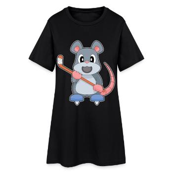 Mouse Bâton de hockey sur glace - Robe T-shirt Femme - noir - Devant