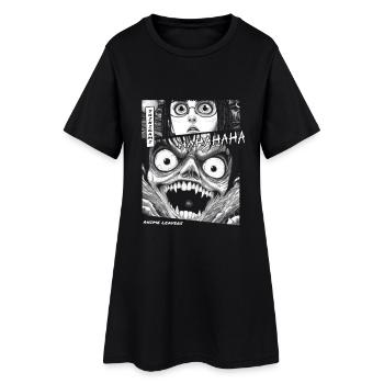 Illustration de Rire Humoristique en Noir et Blanc - Robe T-shirt Femme - noir - Devant