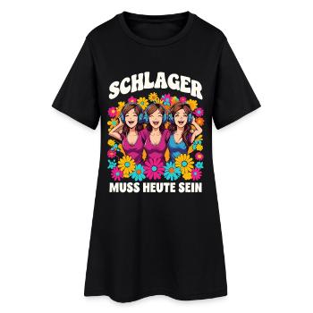 Schlager doit être son motif floral coloré aujourd’hui - Robe T-shirt Femme - noir - Devant