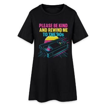 Retro 90s Cassette Tape and Sunset Design - Women’s T-Shirt Dress - black - Front