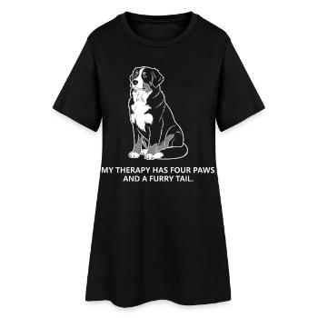 Mein Trainingspartner hat vier Pfoten - Frauen T-Shirt-Kleid - Schwarz - Vorne
