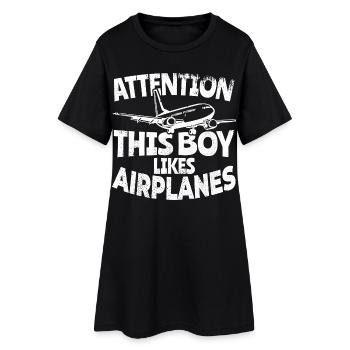 Flugzeugliebhaber Junge - Frauen T-Shirt-Kleid - Schwarz - Vorne