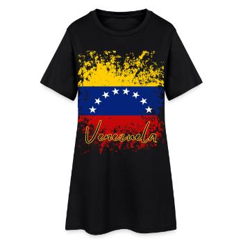 Venezolanische Flagge, ich liebe Venezuela - Frauen T-Shirt-Kleid - Schwarz - Vorne