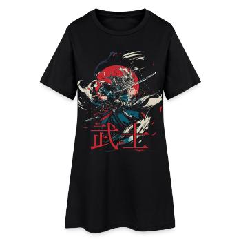 samurai krieger japanische designs - Frauen T-Shirt-Kleid - Schwarz - Vorne