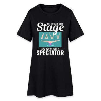 Illustration d'un spectateur au bord de la piscine, nage synchronisée - Robe T-shirt Femme - noir - Devant