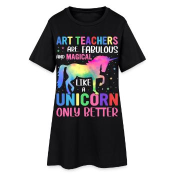 Colorful Unicorn Art That Teachers Love - Women’s T-Shirt Dress - black - Front