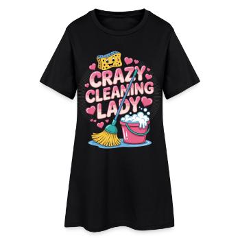 T-shirt drôle de dame de nettoyage - Robe T-shirt Femme - noir - Devant