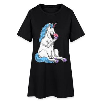 Beignet licorne - Robe T-shirt Femme - noir - Devant