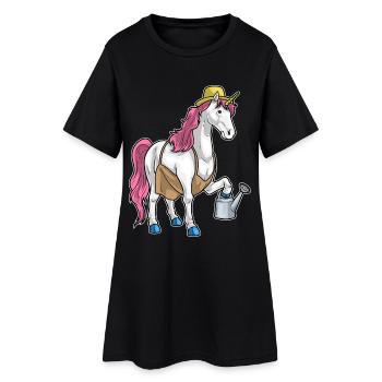 Licorne jardinier arrosoir pot de jardin - Robe T-shirt Femme - noir - Devant