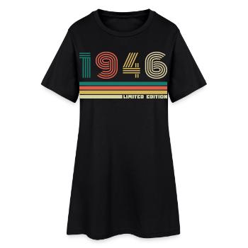 80 Ans 1946 Vintage Rétro Anniversaire - Robe T-shirt Femme - noir - Devant