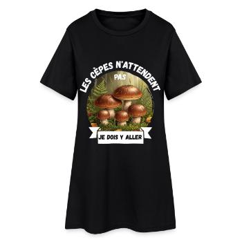 Les cèpes n'attendent pas, je dois y aller - Robe T-shirt Femme - noir - Devant