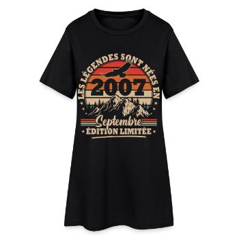 Vintage Cadeau Anniversaire Nées En Septembre 2007 - Robe T-shirt Femme - noir - Devant